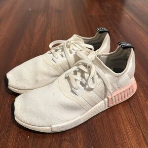 Adidas White Sneakers with Pink Highlights